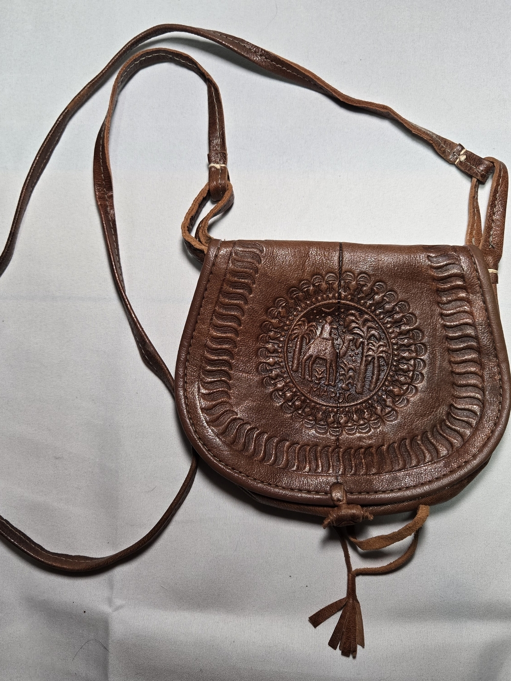 Vintage Morocco Leather crossbody bag purse Handcrafted Artisan pouch Boho